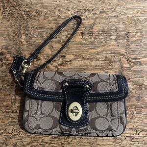 Coach Monogram Wristlet with Gold Hardware